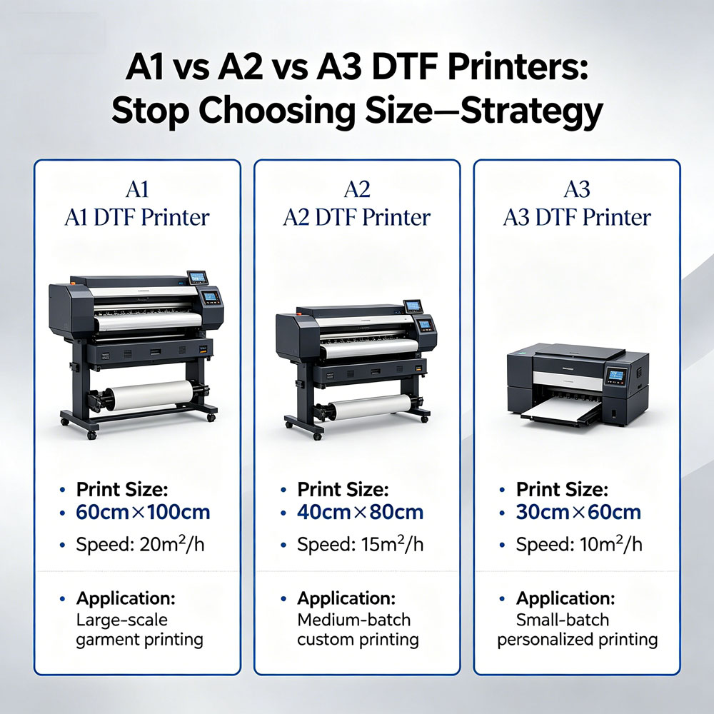 A1 vs A2 vs A3 DTF Printers